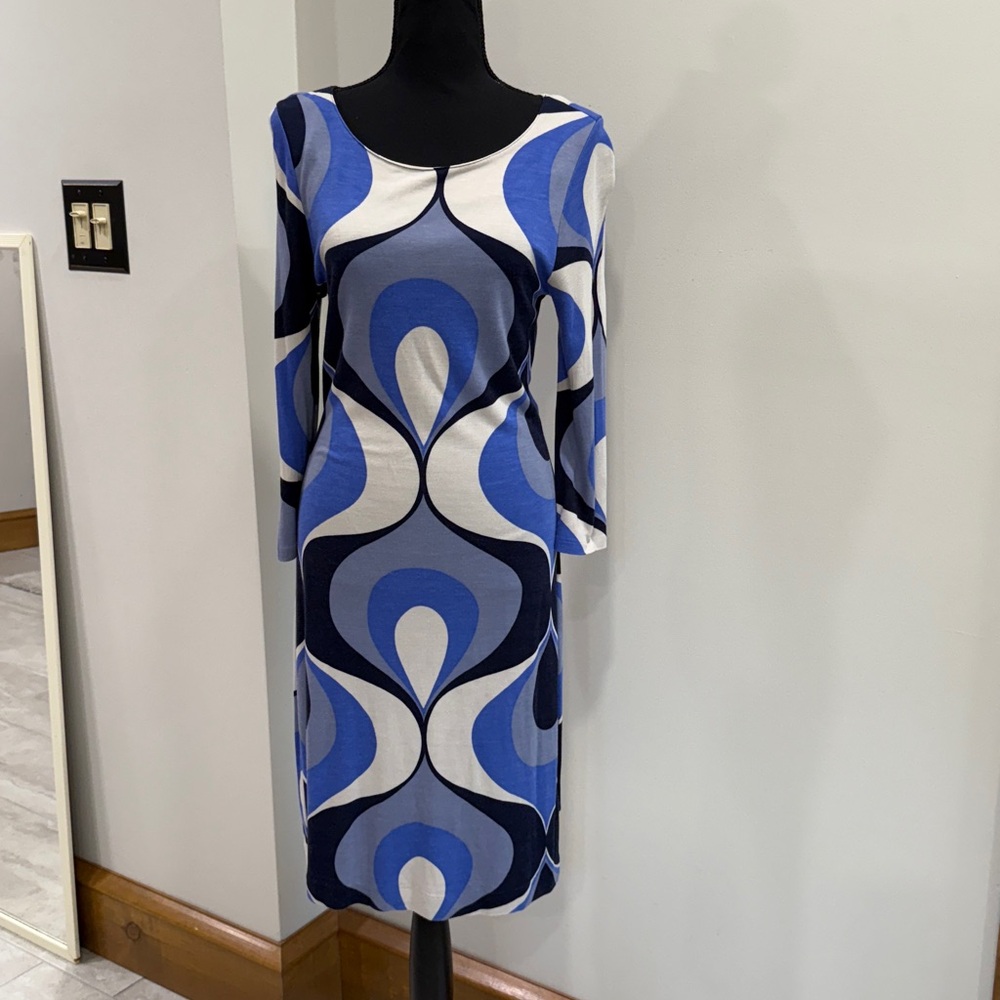 Boden mod swirl half sleeve knee length midi dress retro size 6 R